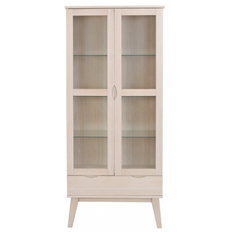Rowico Filippa vitrineskab i egetræ finér og glas H185 x B82 cm - White wash