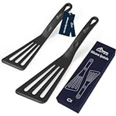 HOTEC Silikon slitsad fisksvarvare spatel set flippspatlar för matlagning värmebeständig non-stick köksredskap stark diskmaskinssäker svart