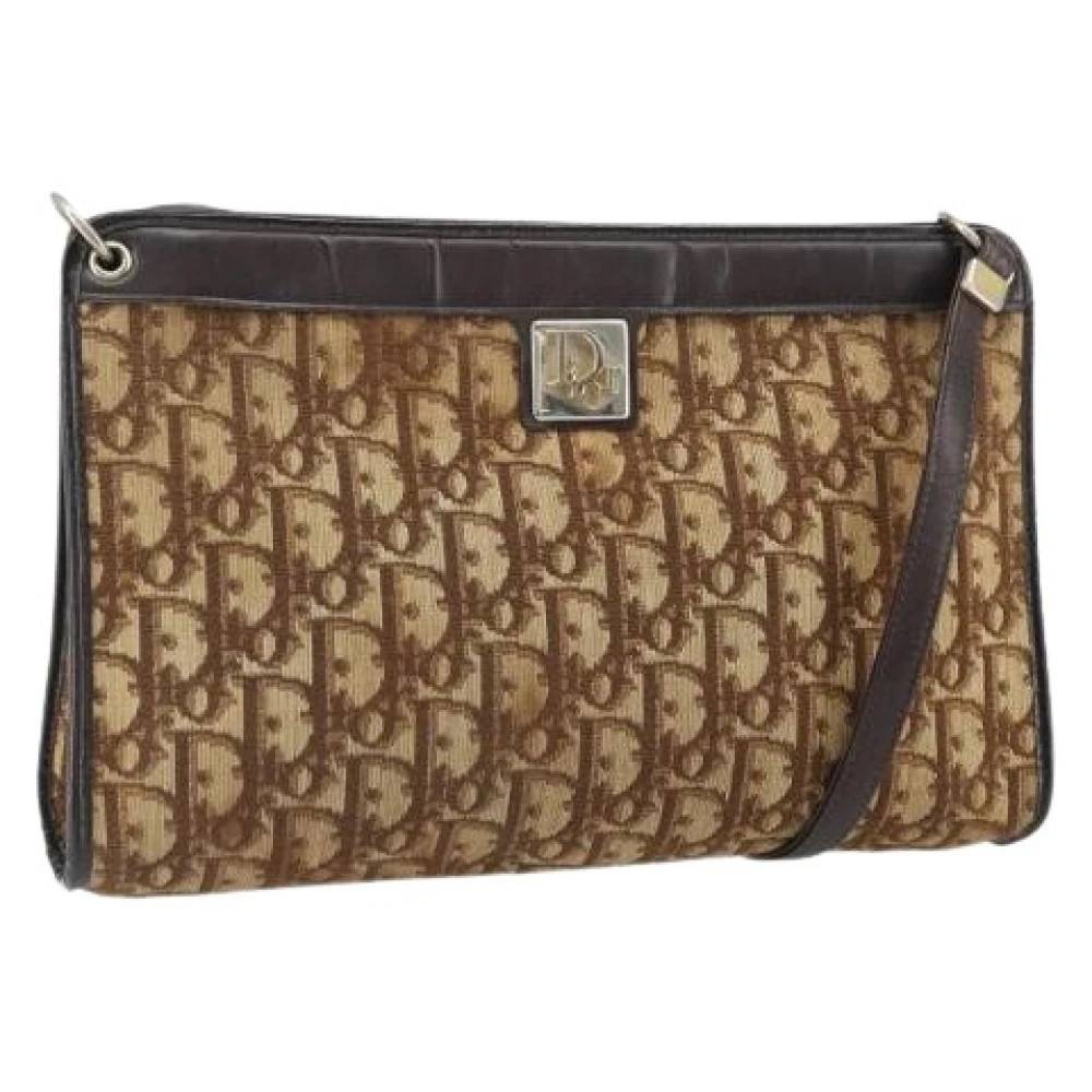 Dior Vintage Pre-owned Trotter Canvas Skuldertaske - Vintage - Dame - Beige - ONE SIZE - Uld