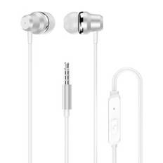Hovedtelefoner headset med fjernbetjening og mikrofon 3,5 mm mini jack hvid