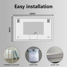 Koniseur LED badeværelse spejl med Lampeudtag - Antidug (Variant: Størrelse: Højde 80 cm Brede 130 cm)