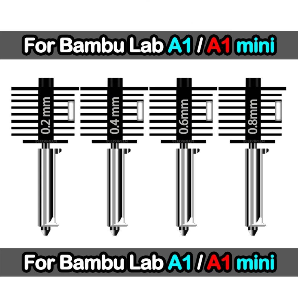 Hotend for Bambu Lab A2L/A1/A1Mini Assembly Hotend Kit 0.2 0.4 0.6 0.8MM Replaceable Nozzle for 3D Printer Bamboo Lab A1/A1 Mini