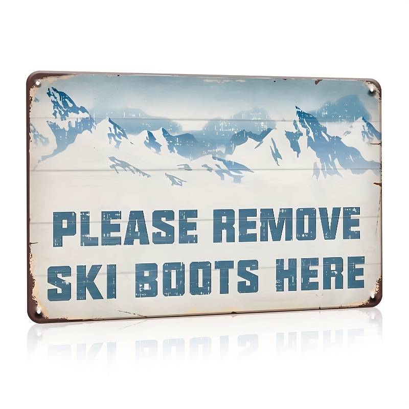 Metal Vintage Ski-Themed Tin Sign - Perfect Wall Art for Home, Room & Ski Resort Decor | Gift for Skiers