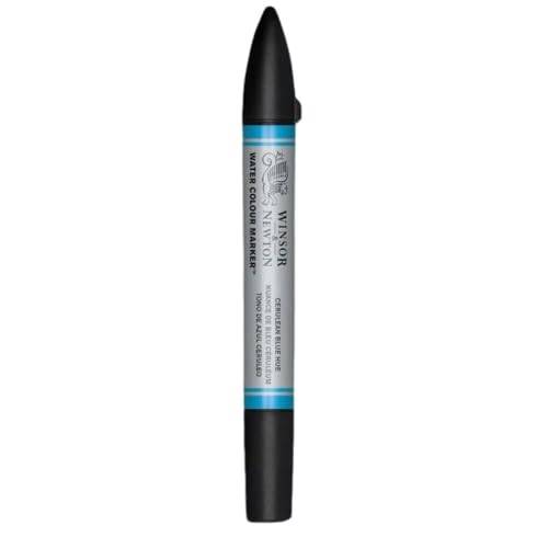 Winsor & Newton 0201139 akvarellmärkpenna – 2 spetsar, pensel- och fin spets, ljusäkta, högpigmenterade akvarellfärger för kalligrafi, teckningar – koelblå färgton