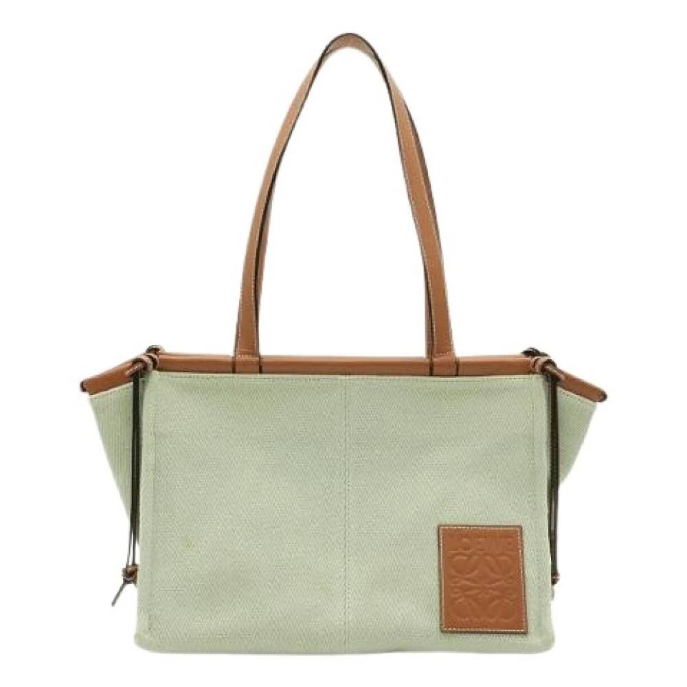 Loewe Pre-owned Pre-owned Cushion Tote Canvas Leather Tote Bag - Vintage - Dame - Grøn - ONE SIZE - Læder