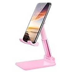 LOBKIN Cell phone stand for desk,Foldable Adjustable Portable pocket tripod Cradle Dock for Desk, Desktop Computer Stand Compatible with iPhone 12 Pro Samsung Galaxy iphone stands and holders(PINK)