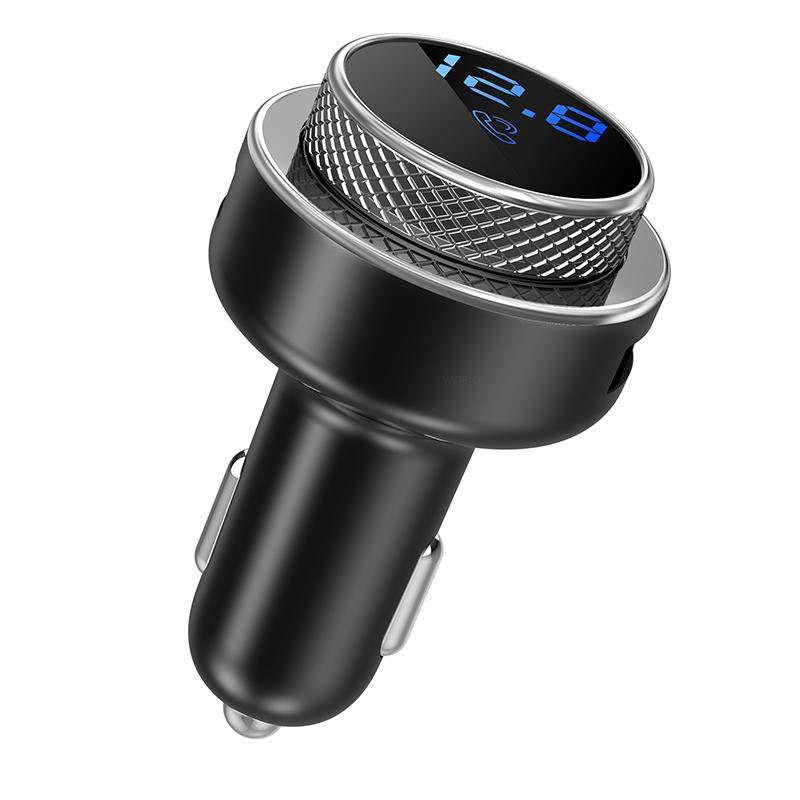 VAORLO Bluetooth Billaddare QC3.0 Dubbel USB-laddare Snabbladdning Med FM-sändare MP3-spelare TF-kort Bilsats Biltelefonladdare svart