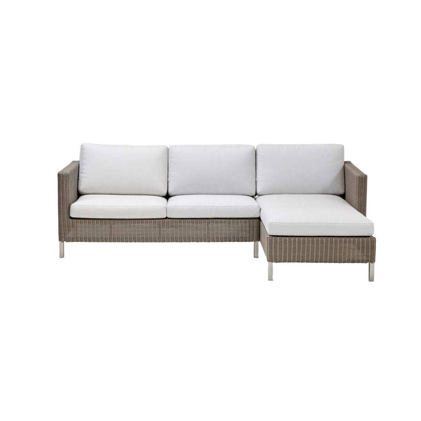 CONNECT SOFA MED CHAISELONG TIL HØJRE TAUPE INKL. HVIDE HYNDER
