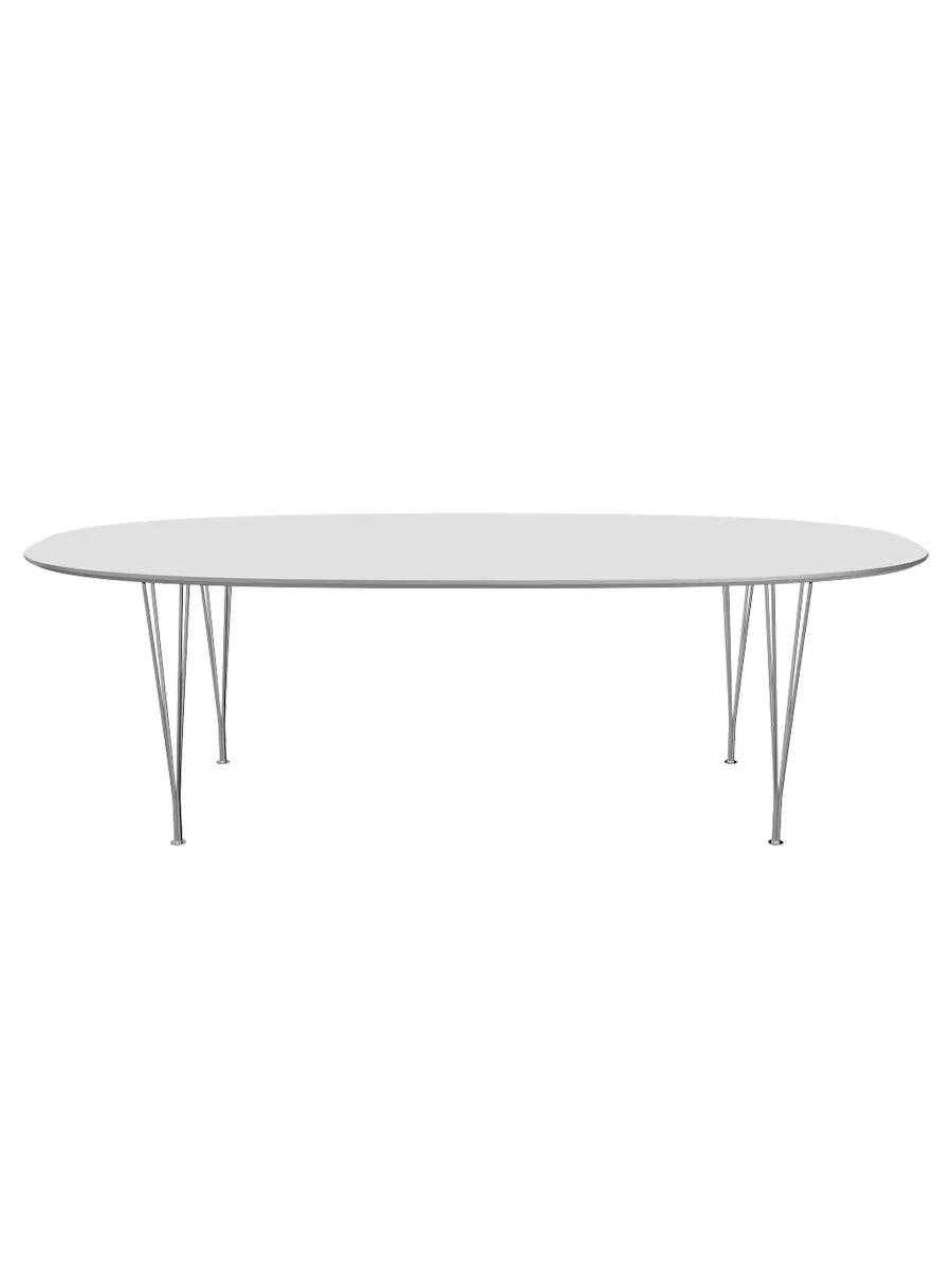 Piet Hein B614 Superellipse spisebord, 240 x 120 cm fra Fritz Hansen Hvid laminat m. alukant - Jacobsen Plus