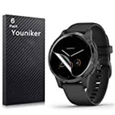 Youniker 6-pack för Garmin Vivoactive 4 skärmskyddsfilm för Garmin Vivoactive 4 GPS smartwatch skärmskyddsfolier kristallklar HD anti-repor anti-fingeravtryck