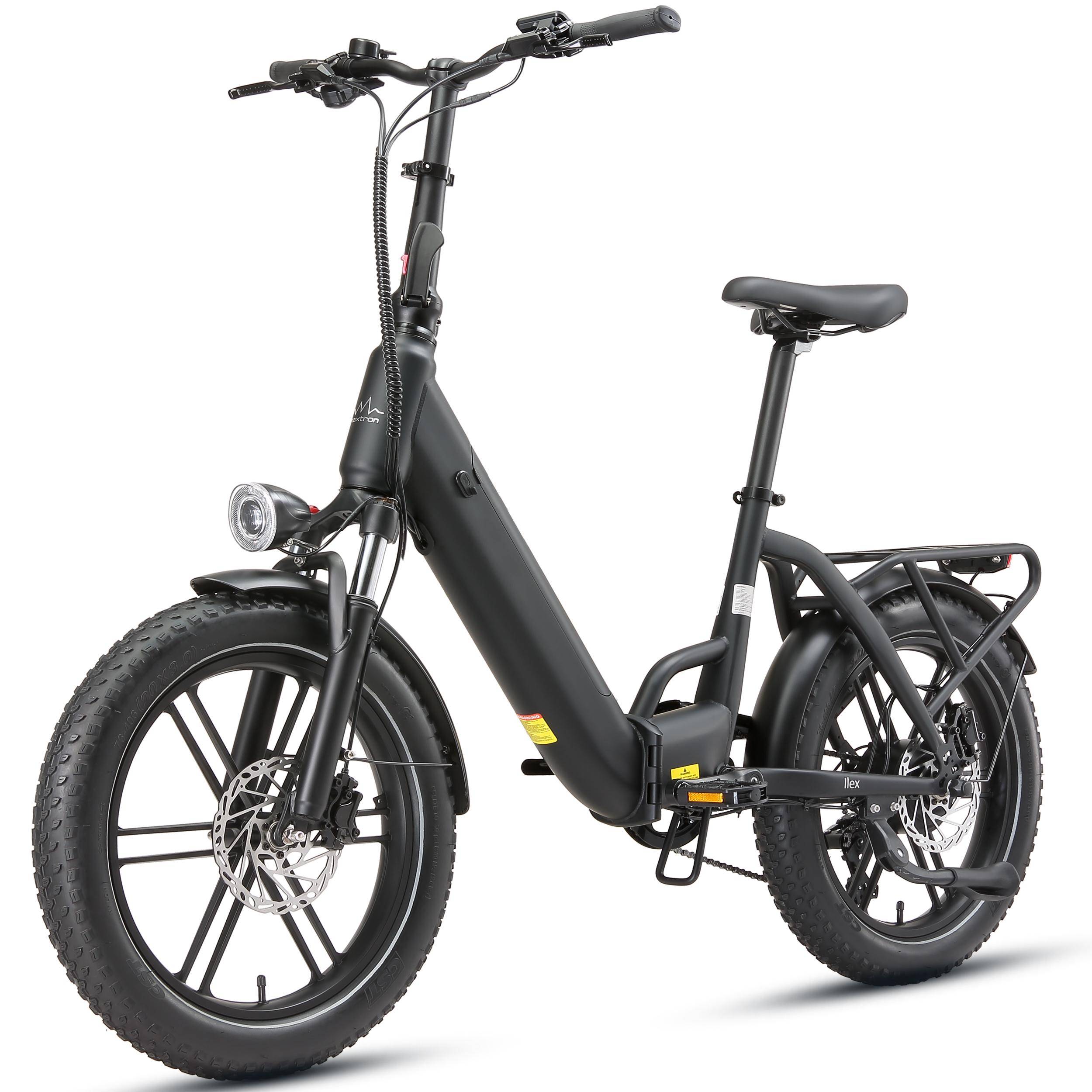 MAXTRON Ilex hopfällbar elcykel med feta däck 20 tum 7-växlad Hydrauliska skivbromsar svart