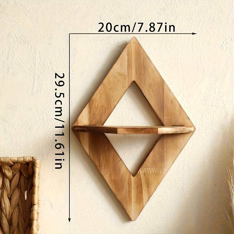 Charcoal Rhombus Wooden Floating Shelf Country Style Suitable For Wall Farmhouse Wooden Wall Rack Bathroom Kitchen Bedroom, Floating Shelves