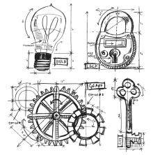 Tim Holtz Cling Stamps 7X8.5 - Industrial Blueprint CMS149