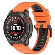 FTRONGRT 26mm rem för Garmin Fenix 6X Sapphire GPS, bekväm, flexibel silikon justerbar ersättning klocka armband Smart Watch rem -, Orange svart, Garmin Fenix 6X Sapphire GPS