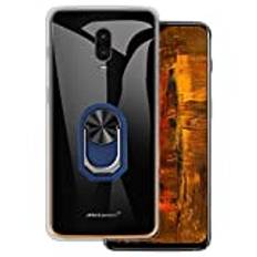 för Oneplus 6T, ultratunt telefonfodral + ringhållare, stativfäste, gelpudding, mjuk silikontelefon för Oneplus 6T McLaren 6,4 tum (BlueRing-T)