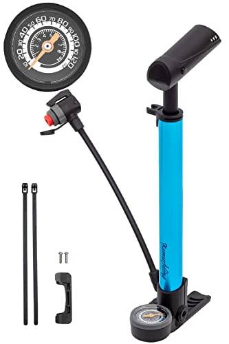 Samuriding Cykelpump, Kompatibel med Alla Ventiler, Smart Dubbelventil, Presta, Amerikansk och Brittisk Sockel, Bärbar Minigolvpump med Fotsteg
