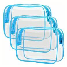 1 st blå stor, medelstor och liten olika storlekar blå necessärer vattentät genomskinlig necessär - genomskinlig sminkväska för kvinnor och män, resvä (L,M,S)