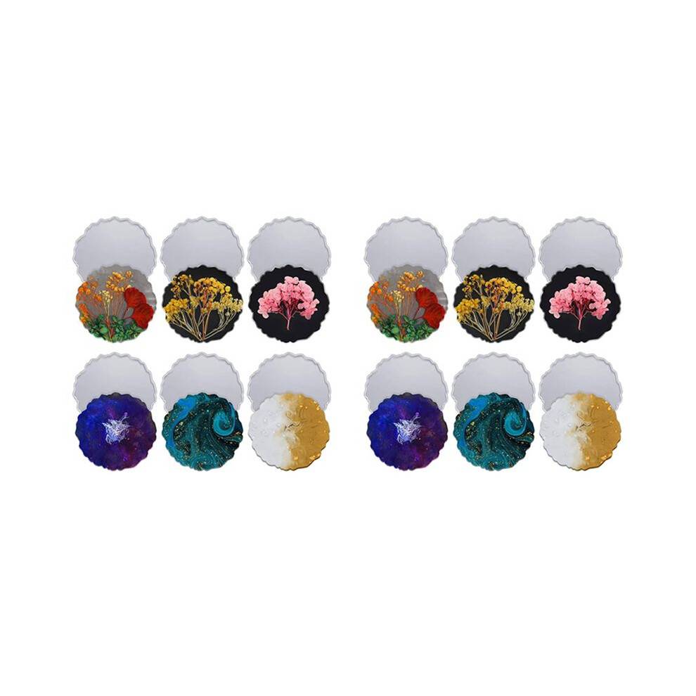 12 Pieces Resin Coaster Mold Large Silicone Geode Mold Irregular Wave Shape Mold DIY Epoxy Tray Mold