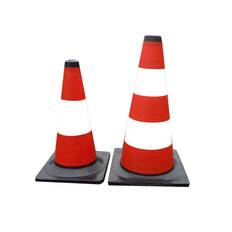 WHITE-RED ROAD BOLLARD 50CM REFLECTIVE