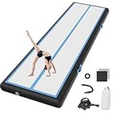 airtrack Konstnärlig gymnastikmatta 3 m och 10 cm tjock, matta med elektrisk pump, uppblåsbar matta för tumbling, gymnastik, yoga och taekwondo