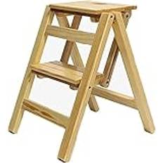 Step Ladder 2 Step Stool Folding Step Stools for Adults with Anti-Slip Sturdy and Wide Pedal Stepladder Multi-Use for Household & Office Foldable Step Stool (Wood Color R)