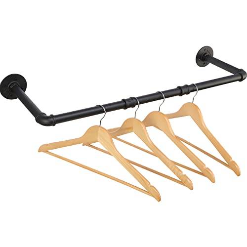 ITOOLFIRM Klädstång väggmontering 70 cm, vägg industrirör garderobsstång metall för galgar, svart garderobstång för hall, 20 cm avstånd, 30 kg lastbar