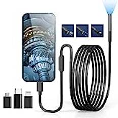 Trådlöst endoskop med 6 LED-lampor, 3-i-1 WiFi industriellt endoskop, 7,9 mm HD 1920P vattentät orm inspektionskamera, för OTG Android, iPhone, iPad (3 m, typ C, mikro)