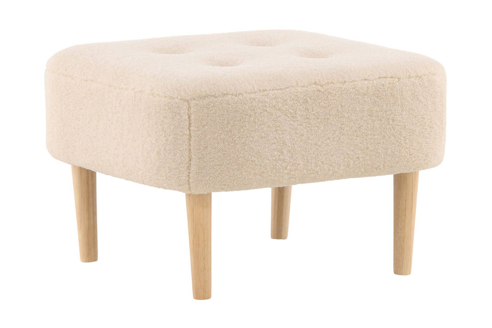 Venture Home Salina Sittpuff med knappar - Vit Tyg