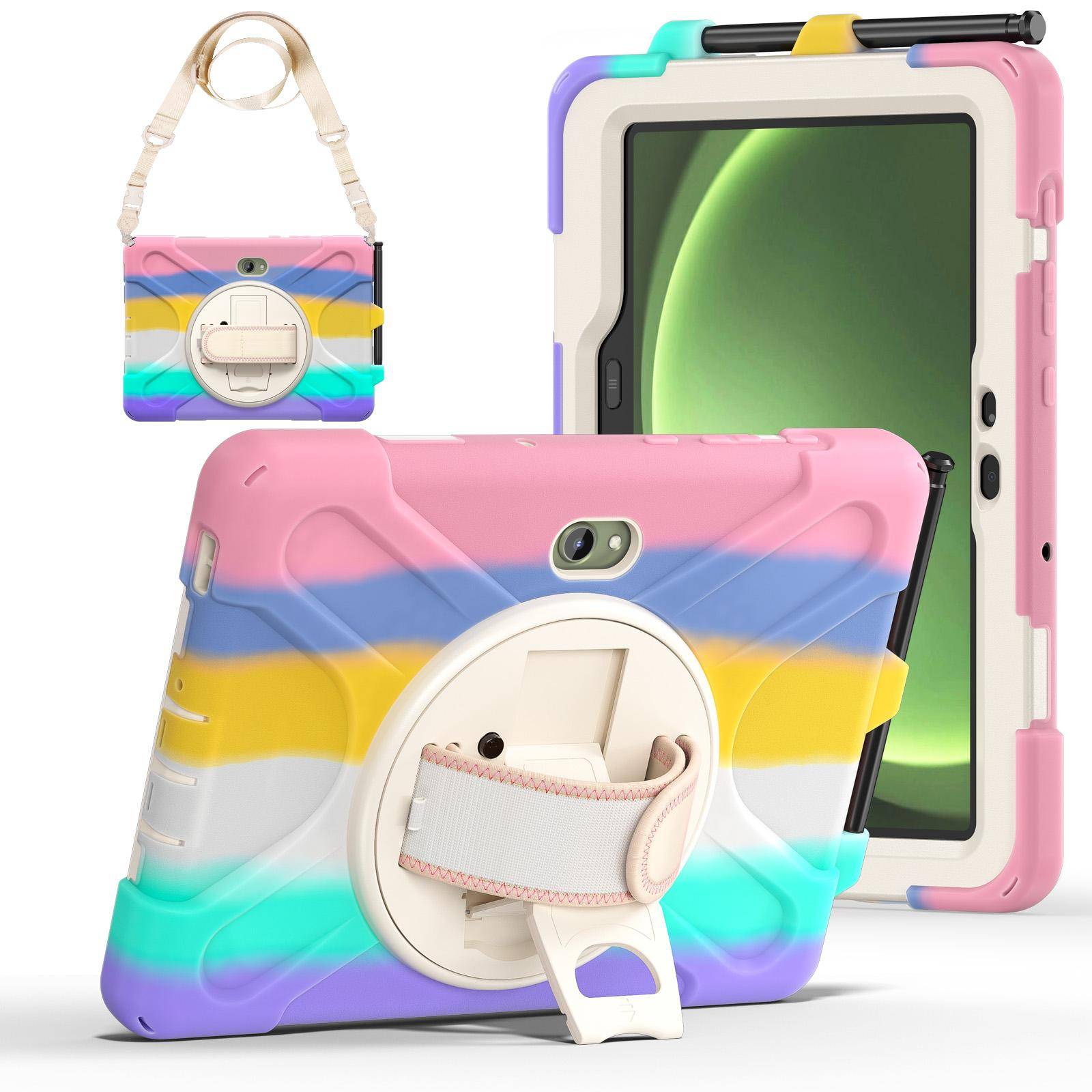 För Samsung Galaxy Tab Active 4 5 Pro 10.1 2025 SM-X350 SM-X356B T540 T545 T630 T636 Fodral Barn Silikon PC-skydd Med Handrem