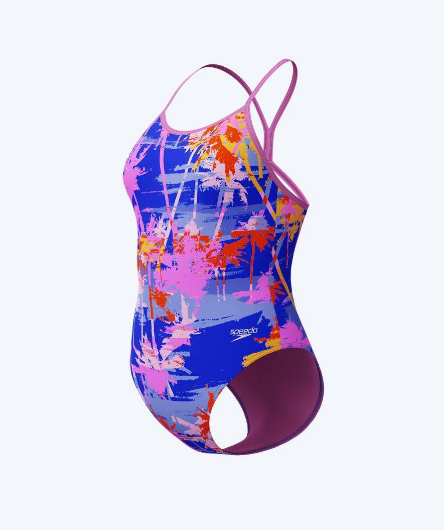 Speedo baddräkt för flickor - Allover Digital V-Back - Lila/Ljusrosa - Baddräkt barn