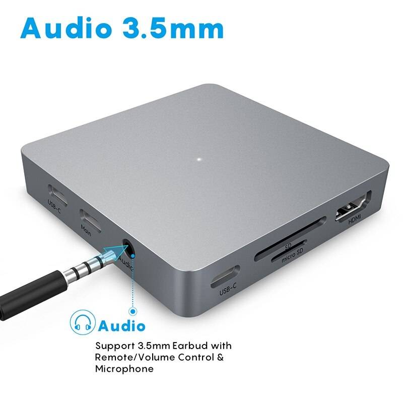 Usb c hub 11- in -1 typ c adapter hdmi vga aux rj45 sd/ tf usb 3.0 usb-c portar dockningsstation usb splitter för pc