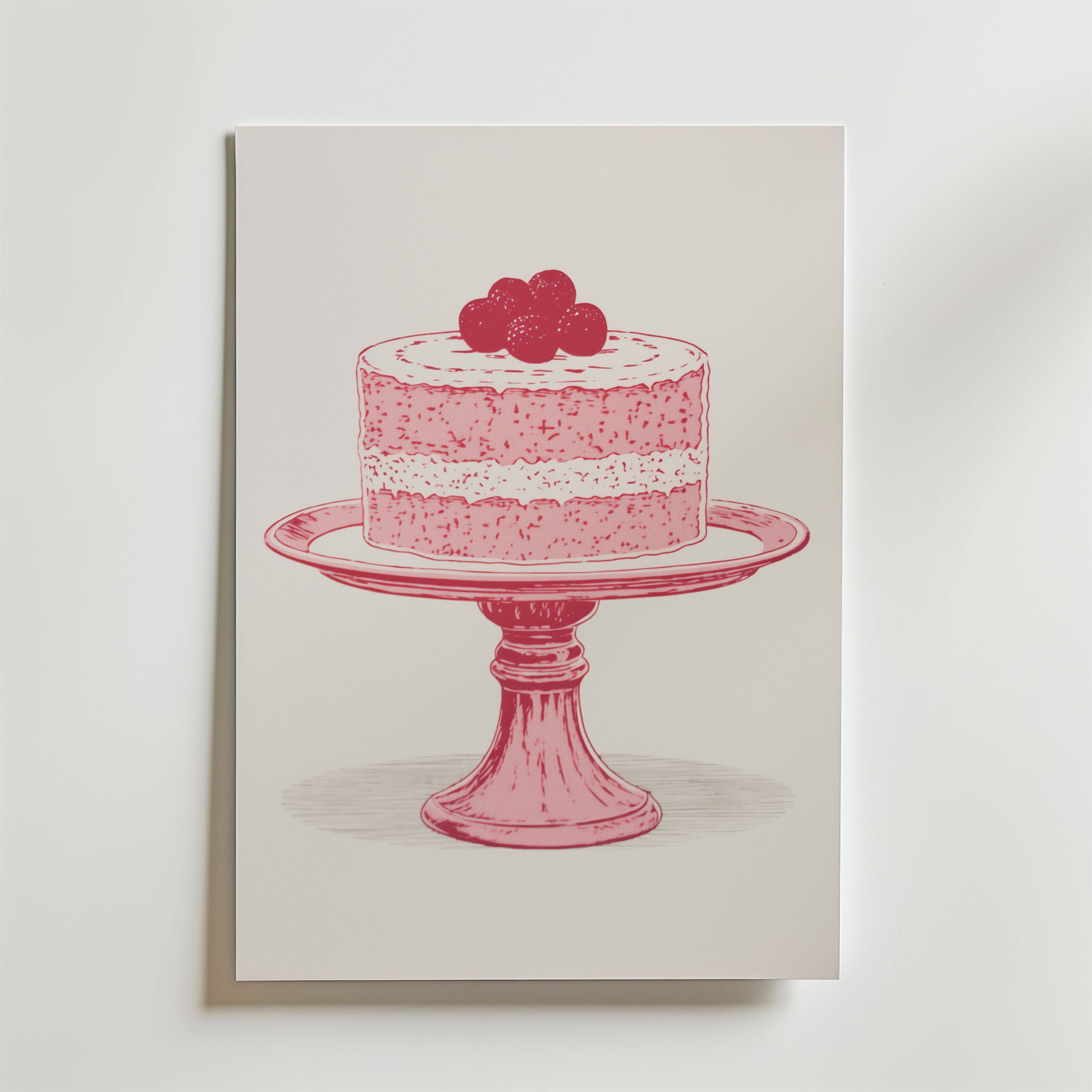 Raspberry Cake Poster - Premium Canvas 50x70 cm