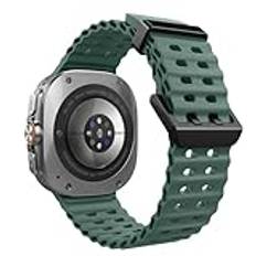 TiMOVO Ocean Silicone Sport Band for Samsung Galaxy Watch 7 Ultra band 47mm, Breathable Soft Waterproof Watch Band for Galaxy Watch Ultra bands,Dark Green