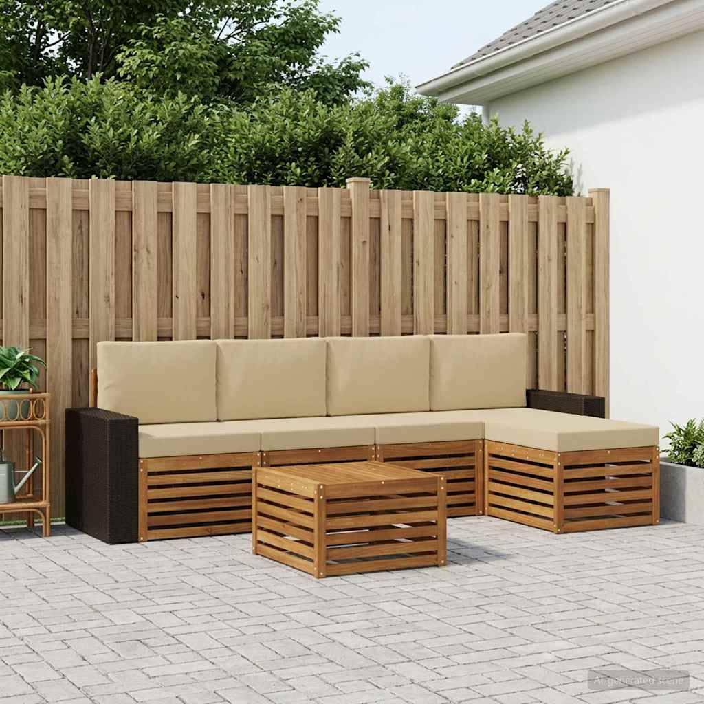 vidaXL Udendørs sofagruppe 6 stk. Naturlig og Beige