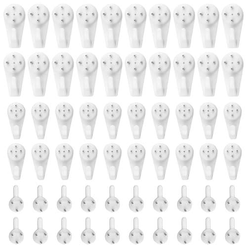 Gvolatee Pack med 60 bildkrokar, spårlösa, bildkrokar på vägg, bildramsfixering, väggkrokar, väggspik, bildupphängning, för att hänga upp bilder, klockor, målningar, plakat, speglar, Vit (3)