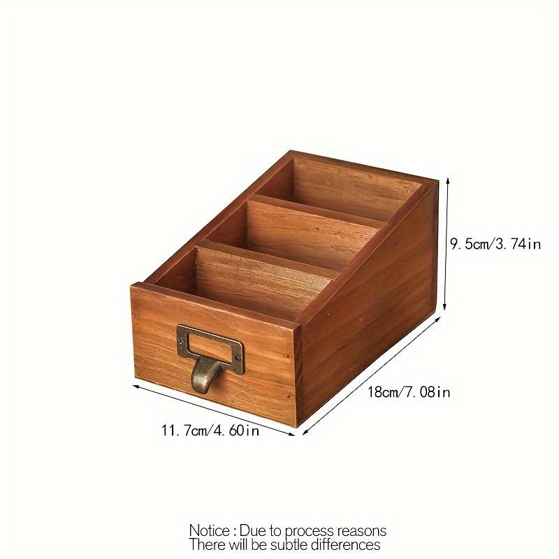 1pc Desktop Wooden Pencil Holder, Tiered Storage Box, Item Display Case, Bedroom Decor, Home And Office Stationery Storage