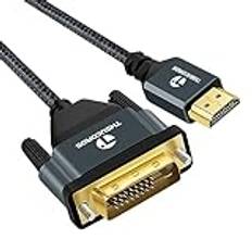 Thsucords 4K HDMI till DVI kabel 1M, Guldpläterad och flätad DVI till HDMI Kabel Bi Directional Kompatibel med projektor, bärbar dator, TV, PC, DVD-spelare