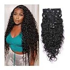 Hårtoppar för kvinnor Curly Clip in Human Hair Extensions Real Human Hair Double Weft Jerry Curly Natural Black Color For Black Women 120g/set 8Pcs/lot 18 Clips Per Pack Smutsigt hårbulle hårstycke(2