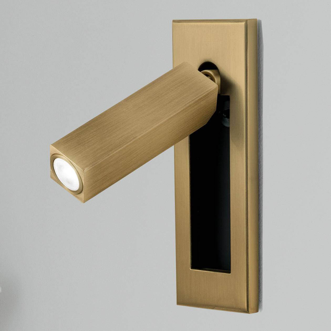 Inbyggd Ljus – Minimalistisk Sängside Vägglampa LED - Koppar / Varmvit / Dia 5cm x H 15.5cm fyrkant (Dold knapp)