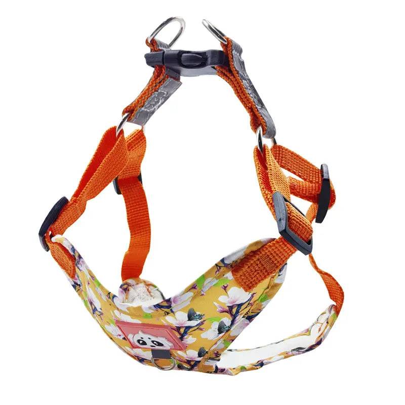 Adjustable Dog Harness & Leash Set with Reflective Strips - ORANGE / S (S)