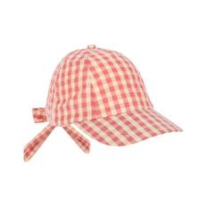 Konges Sløjd GOTS Kim Bow Keps Flamingo Plume Check | Röd | 12-18 months