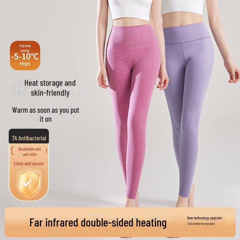 Dam Ull Silke Sömlösa Antibakteriella Höga Midja Varma Leggings för Höst/Vinter cm black