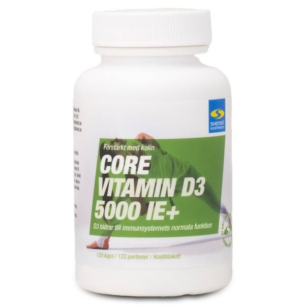 Core Vitamin D3 5000 IE+ Utgående, 120 kaps