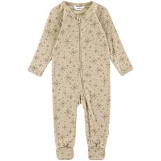 Joha Heldragt m. Fødder - Uld - Beige m. Stjerner - Joha - 70 - Heldragt