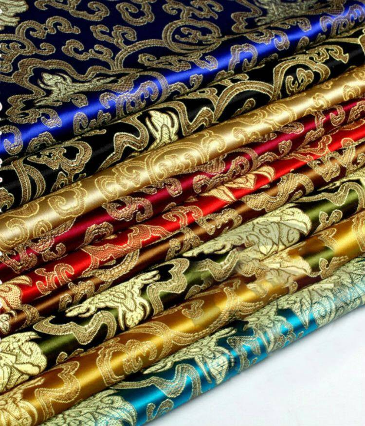 50*90cm Vintage Kinesisk Stil Brokad Satin Jacquard TygDIY Handgjord Lapptäcke Satin Tyg För Sömnad Kimono Cheongsam brown