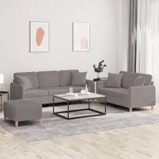 vidaXL sofasæt 3 dele med puder stof gråbrun