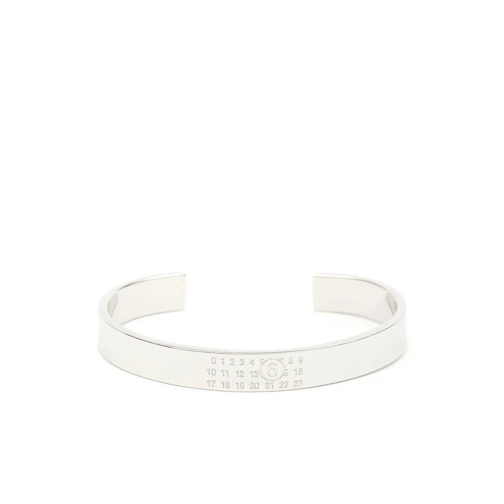 MM6 Maison Margiela - Silverton Graverad Logotyp Manschettarmband Accessoarer - Dam - 2XL -