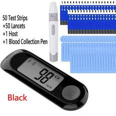 Diabetestestsats Diabeteslansettmaskin, blodsockermätare, blodsockermätningssats med 50 blodsockertestremsor, 50 lansetter, 1 blodsockermätare, 1 blod - Svart (En-Storlek)