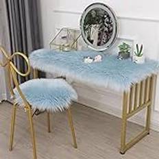 Fluffig blå fuskpäls område matta för sovrum vardagsrum mjuk plysch fårskinnsmatta för stol soffa soffbord golv 40 x 120 cm stor storlek