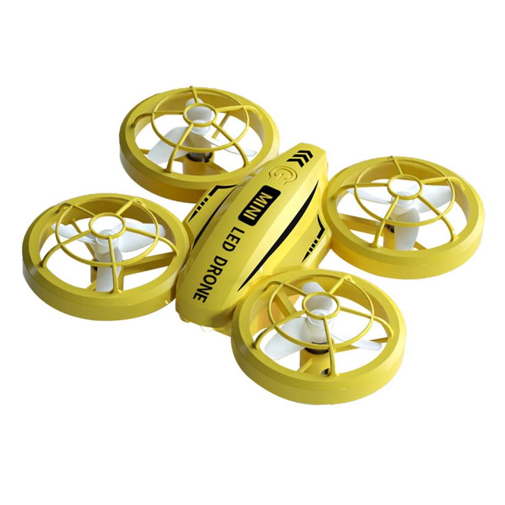 Gul Mini Fjärrstyrd Drönare För Barn LED-Ljus Quadcopter Huvudlöst Läge 360Flip Flygande Leksak Nybörjarvänlig